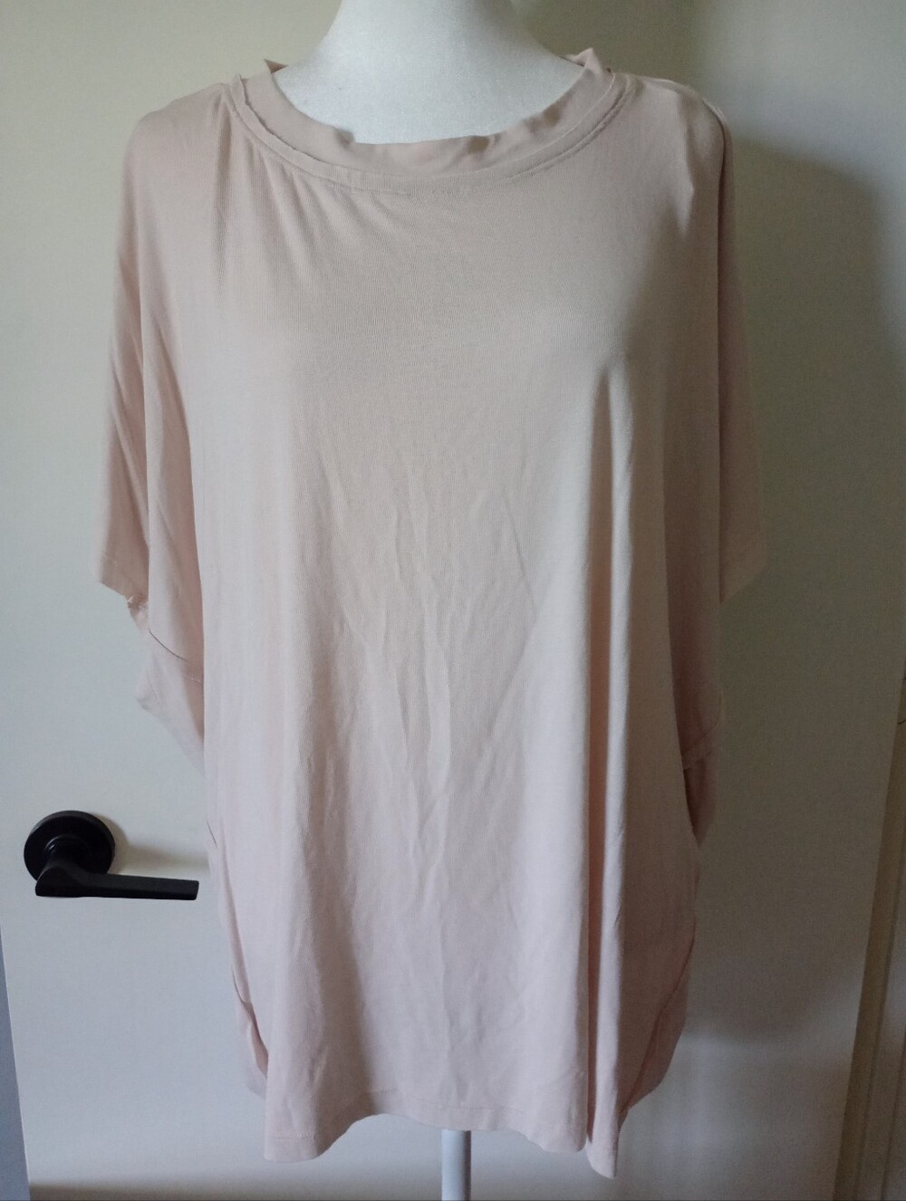 Zia Oversized Raw Hem Cream Colored Top Size Small